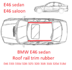 BMW E46 sedan saloon - Roof Molding Trim Rubber Seal - Complete set
